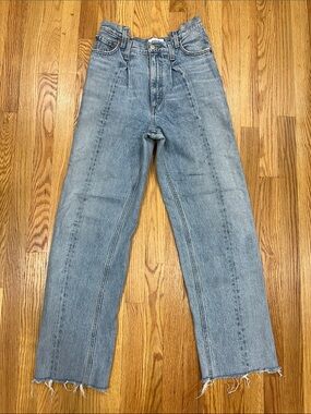 AGOLDE irregular waistband Light Blue High-Rise Jeans